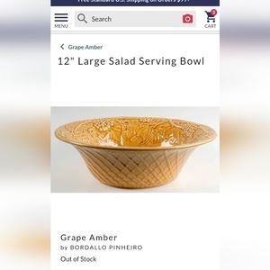 Bordallo Pinheiro Grape Amber Serving Bowl